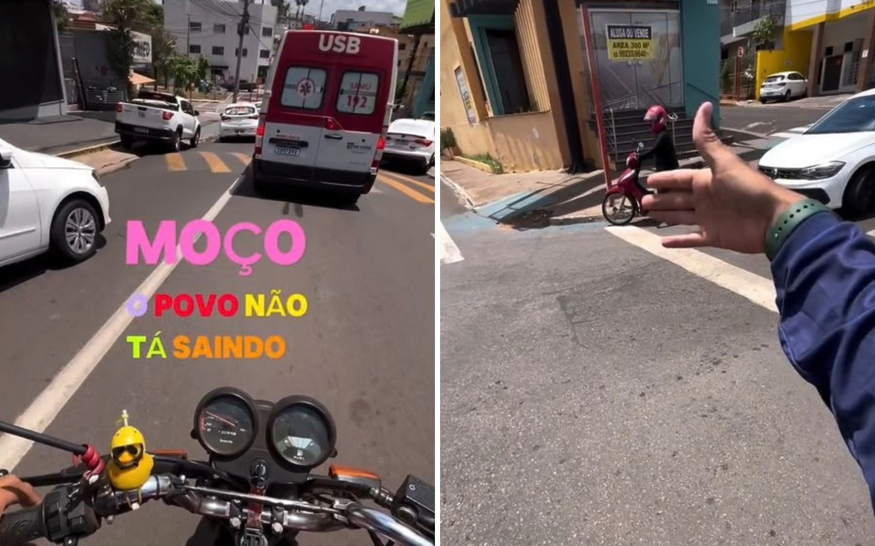 VÍDEO: Motociclista para o trânsito para dar passagem a ambulância, e atitude repercute nas redes sociais: ‘Alma bondosa'