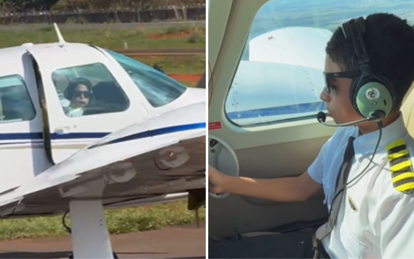 VÍDEO: Menino que construiu avião é levado para voar: 'Foi incrível'