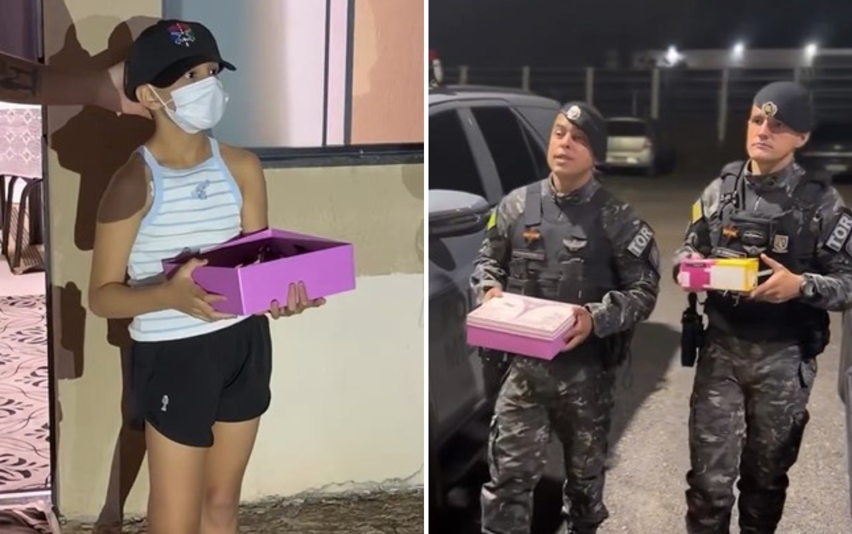 Policiais emocionam com presente para menina com câncer raro que corre risco de amputar perna: 'Heroína'