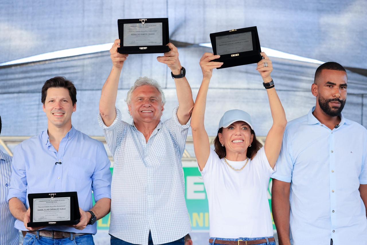 Caiado, Gracinha e Daniel inauguram pavimentação da GO-108 em Guarani de Goiás
