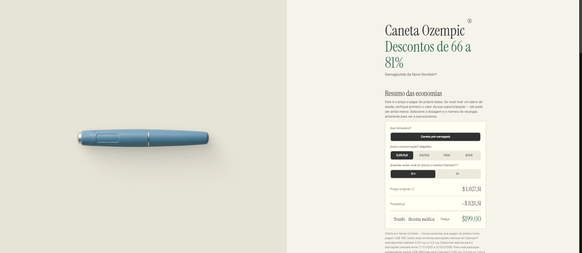 Trump lança site com descontos em medicamentos prescritos, incluindo Ozempic e Wegovy