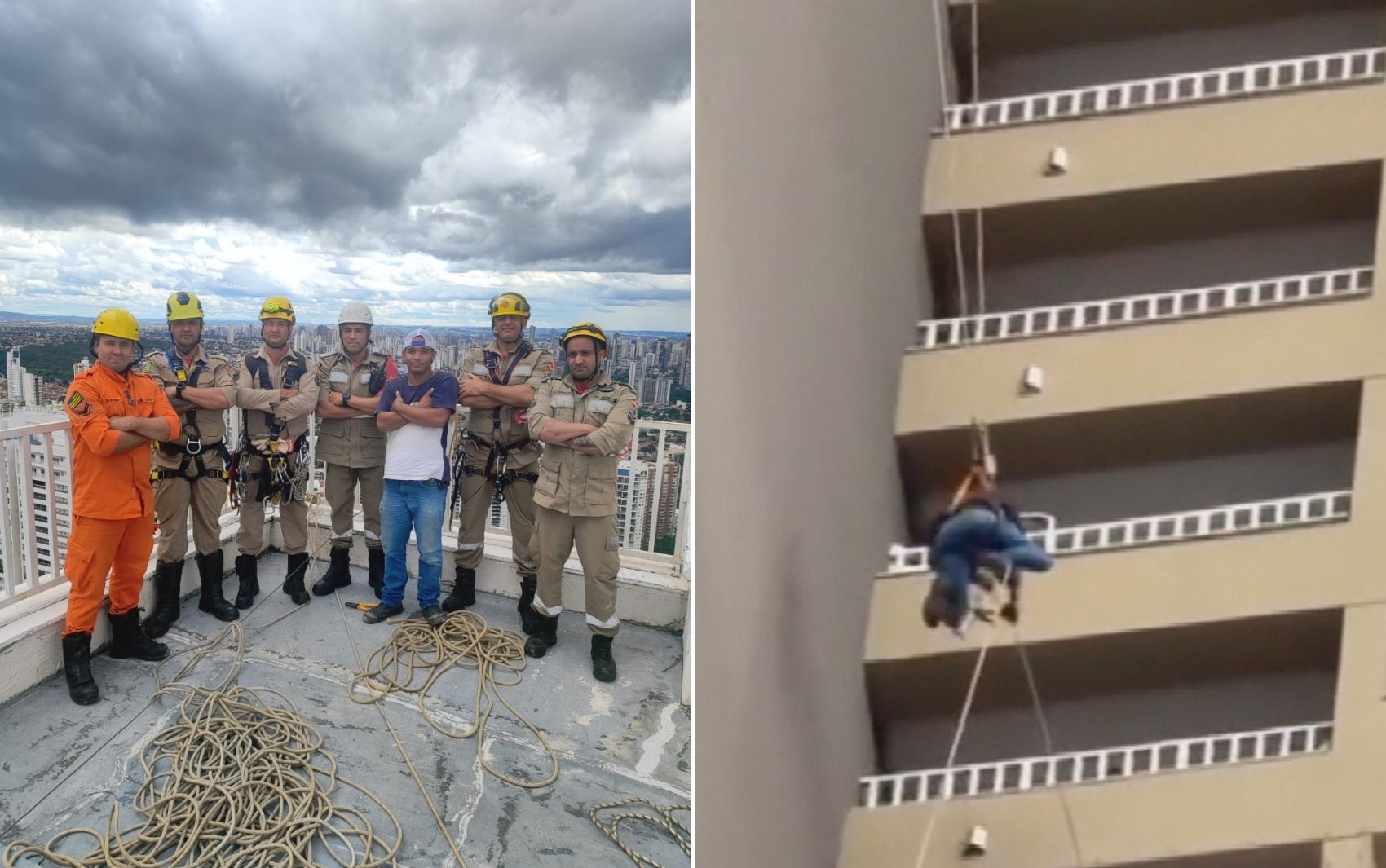 Trabalhador é resgatado de altura de 130 metros, em Goiânia; vídeo
