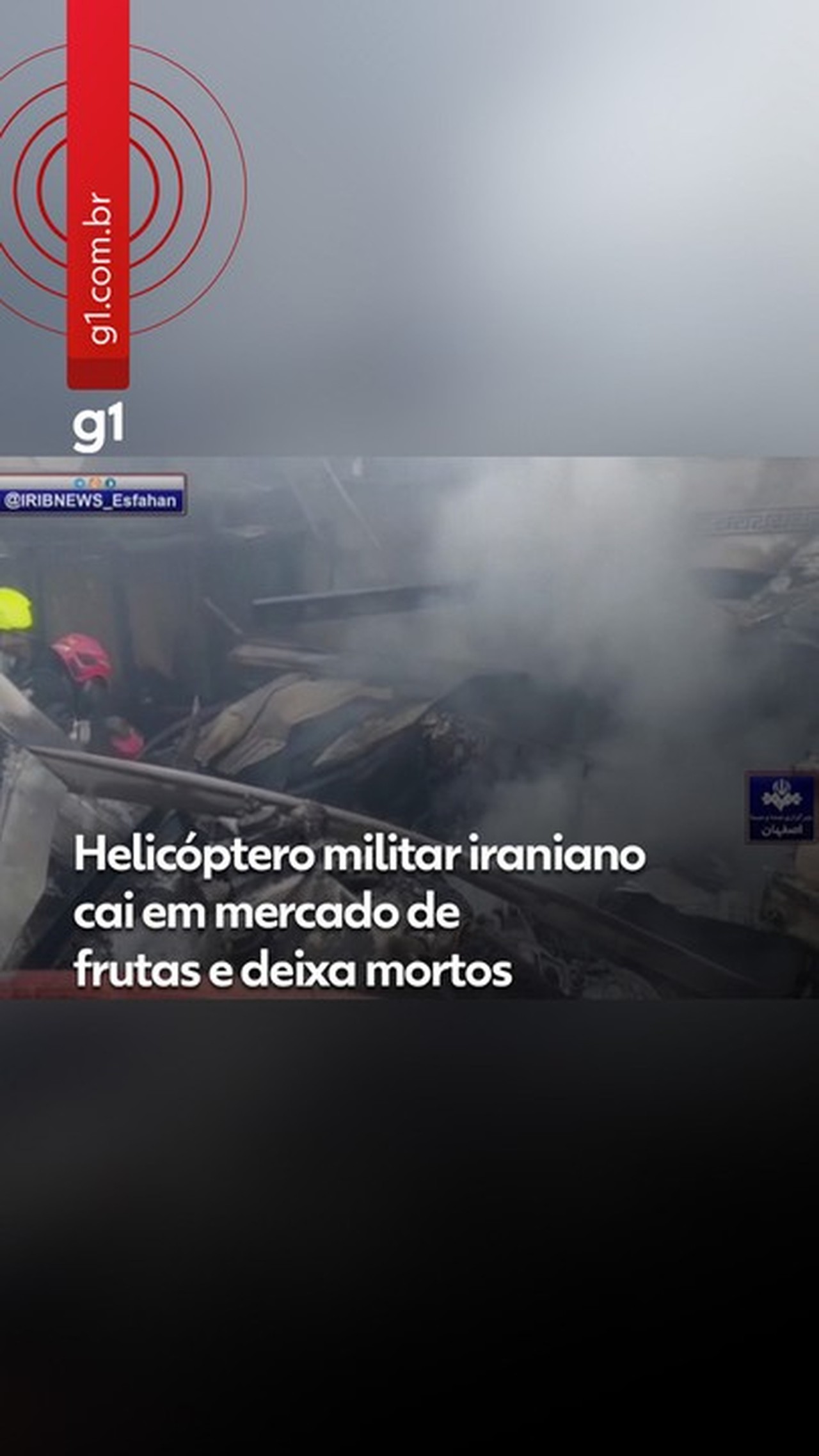 Helicóptero militar iraniano cai em mercado de frutas, e 4 morrem