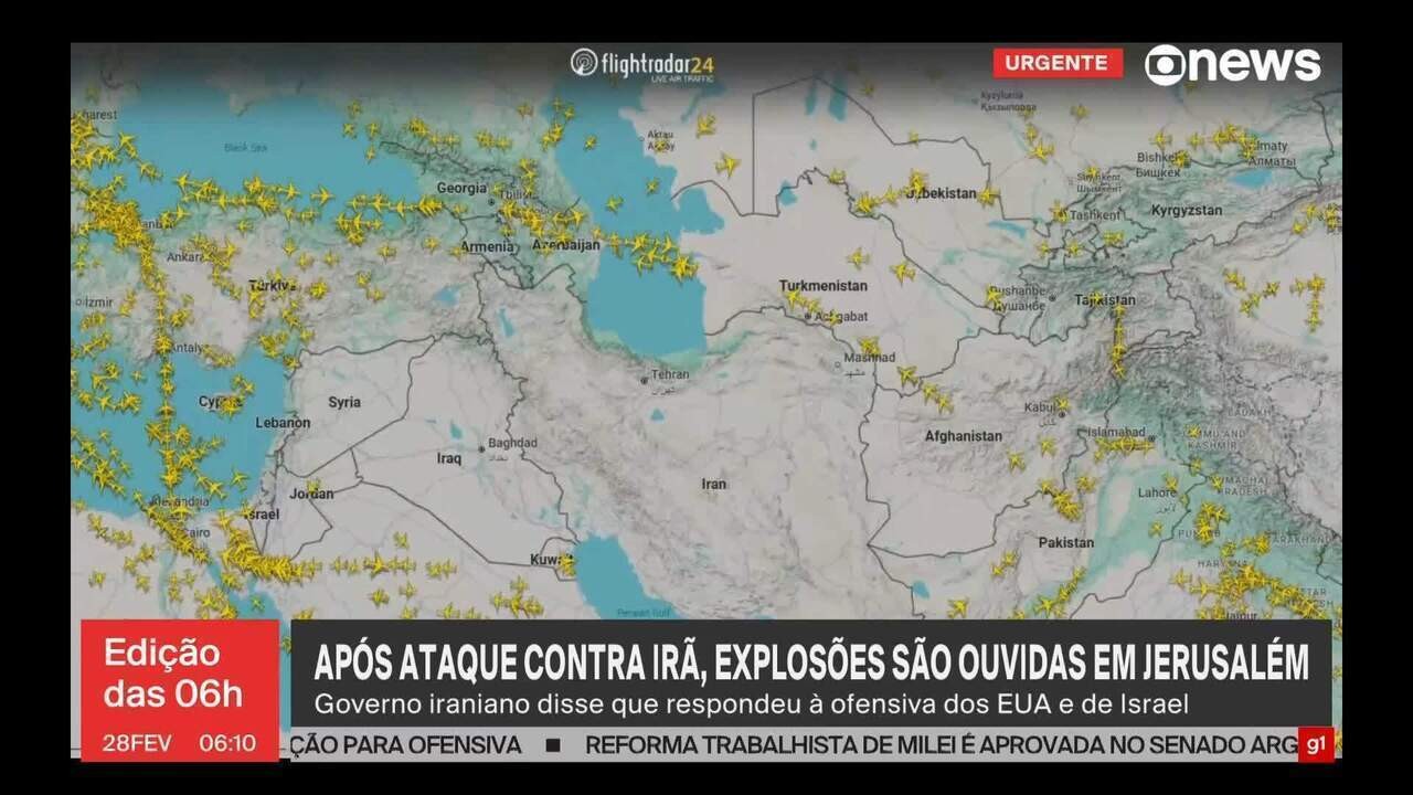 Espaço aéreo do Irã fica vazio após ataques dos EUA e Israel
