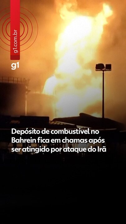 Depósito de combustível no Bahrein fica em chamas após ser atingido por ataque iraniano