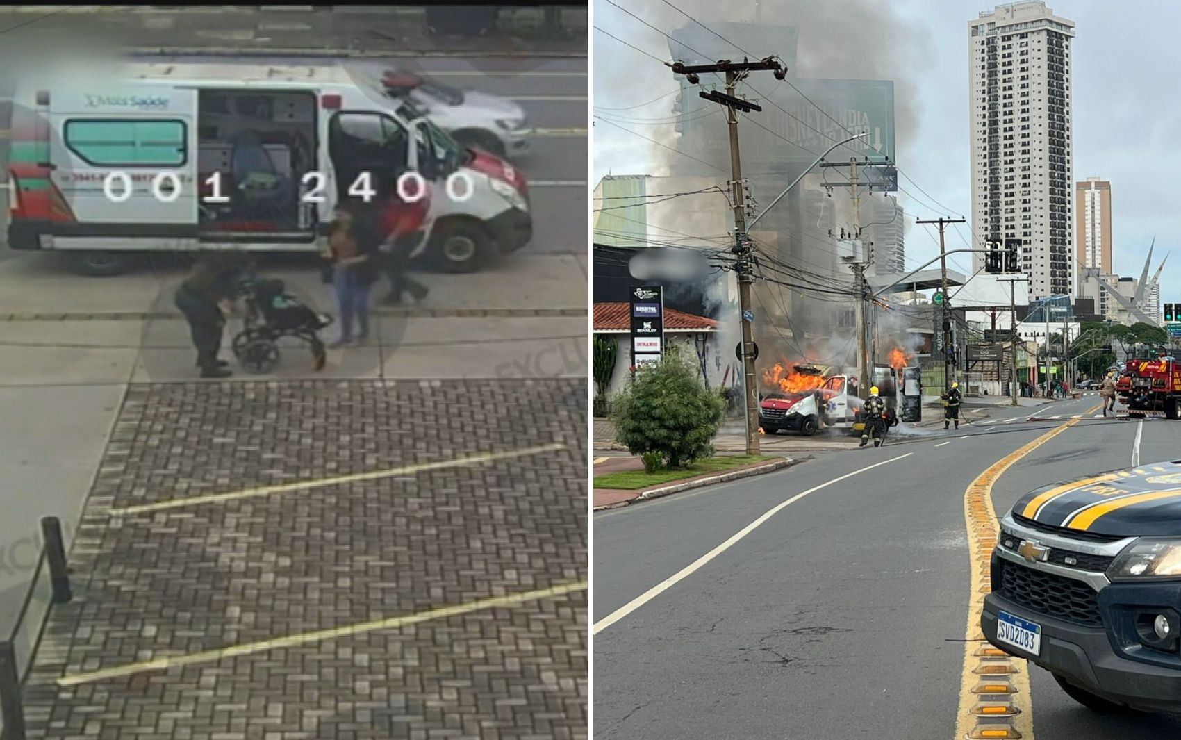 Ambulância é destruída pelo fogo enquanto transportava criança cadeirante; vídeo