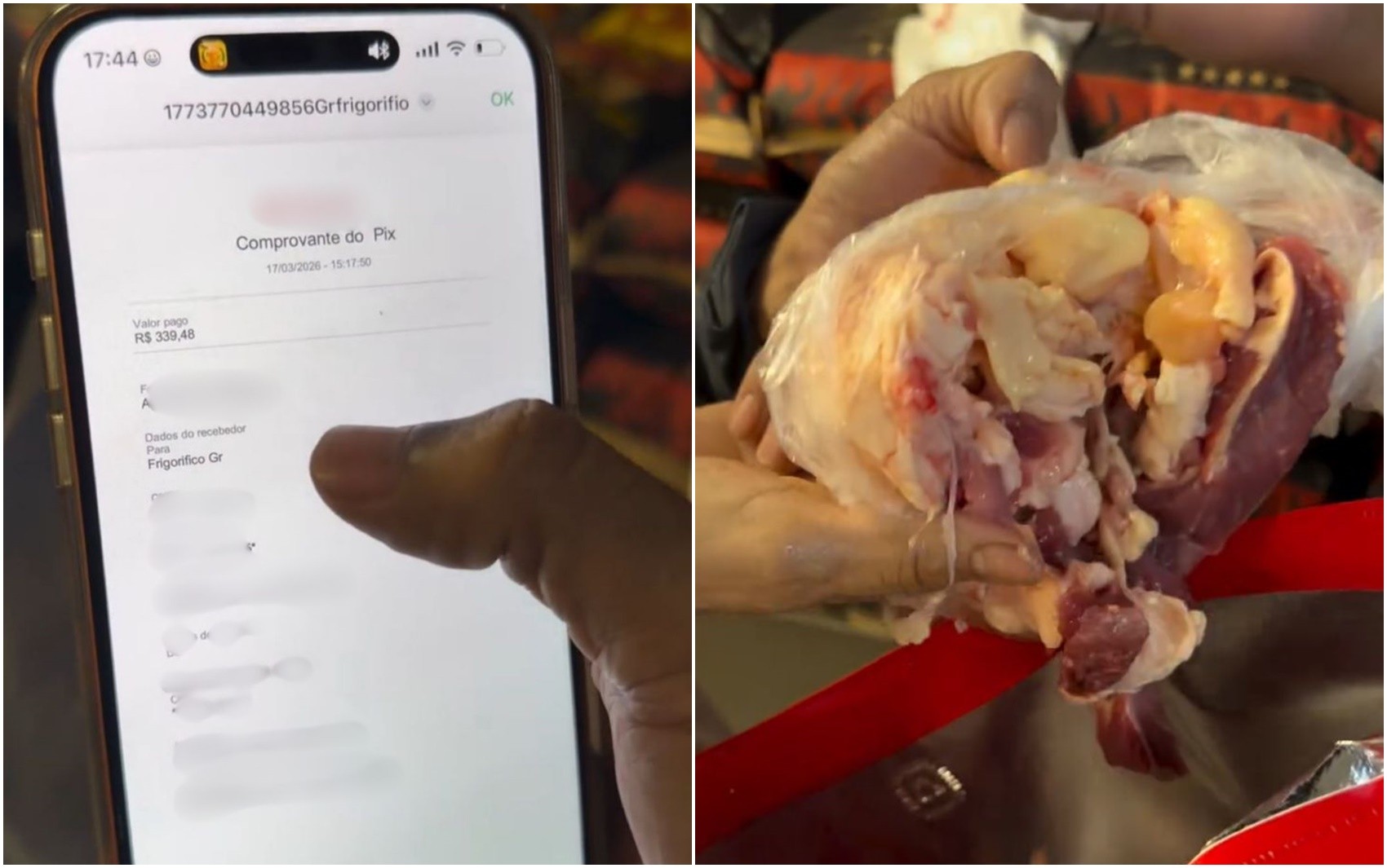 Dono de açougue que enviou pelancas e sebo a cliente após Pix falso percebeu golpe após erro de português