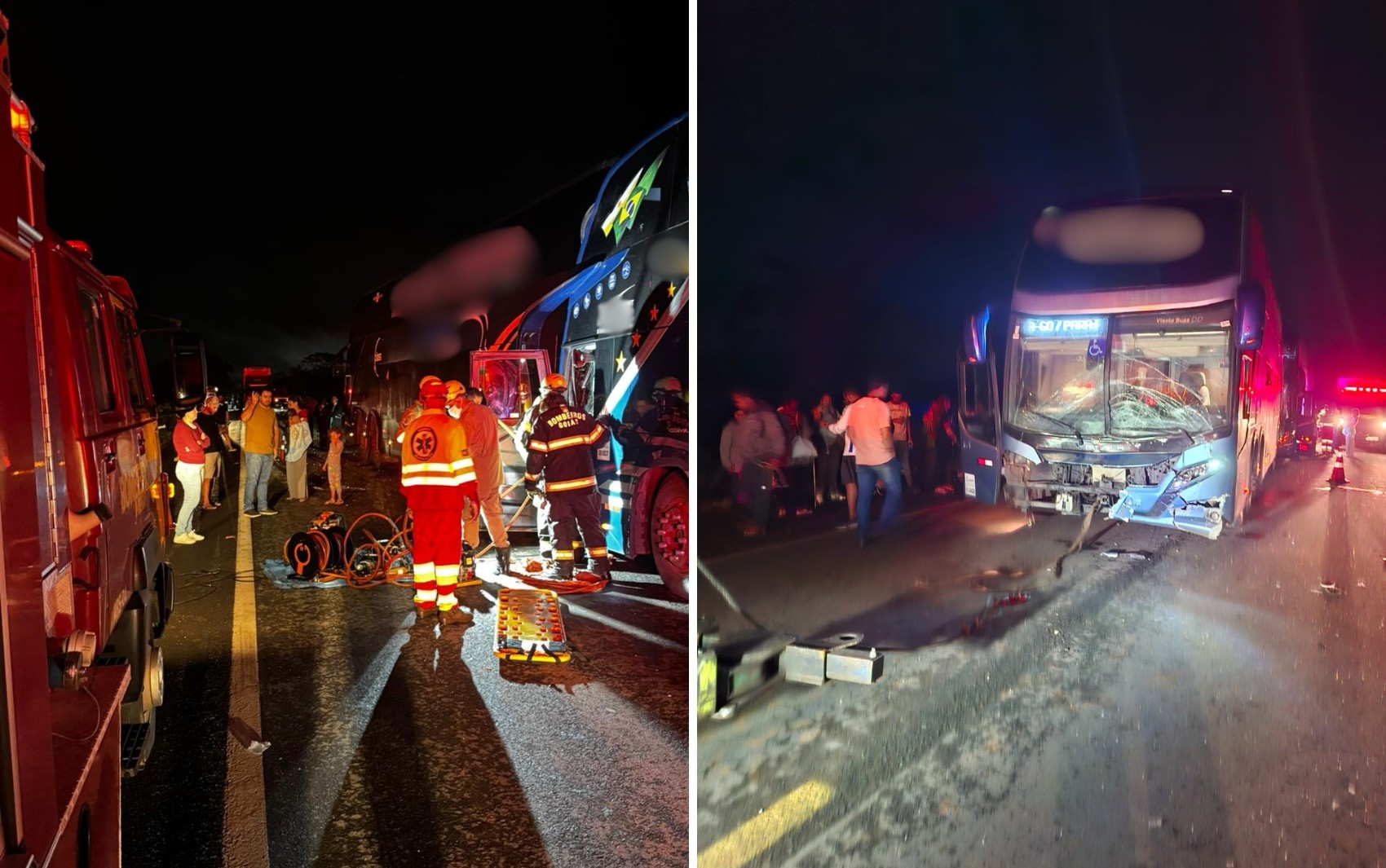 Acidente entre dois ônibus e três carros deixa passageiro morto, na BR-153