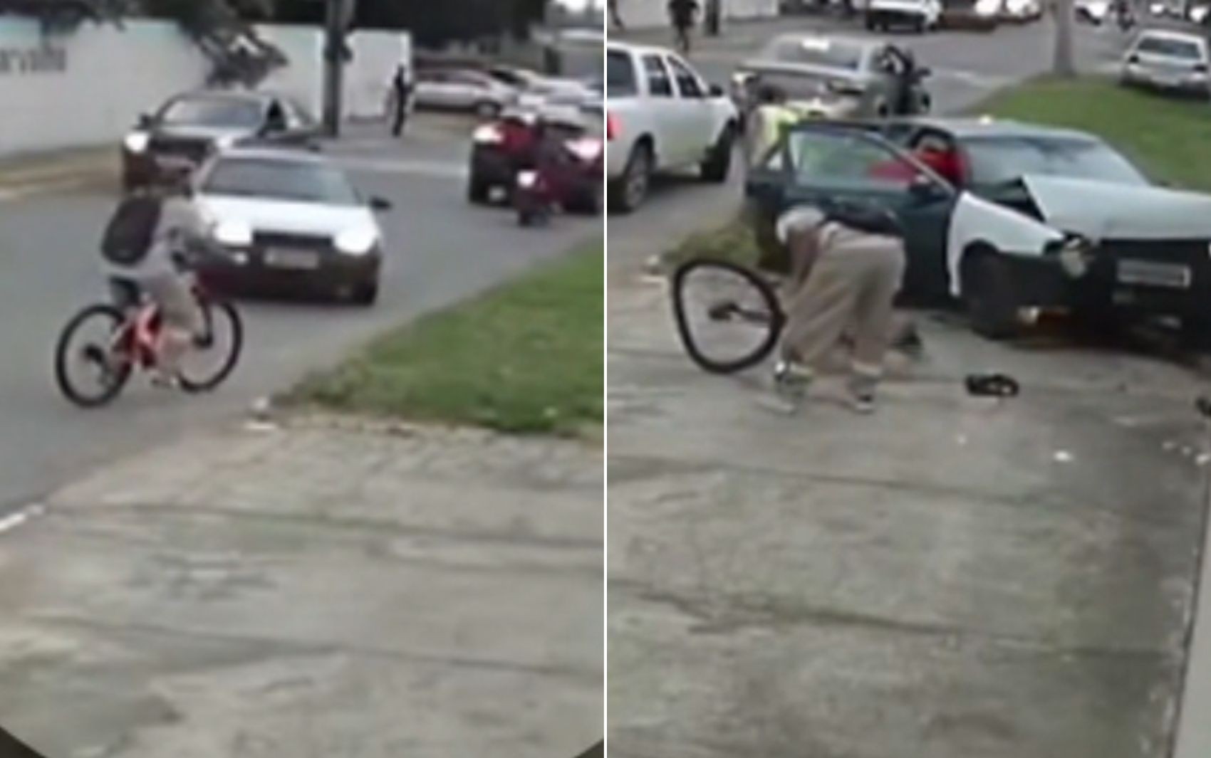 Motorista morre após passar mal enquanto dirigia, atropela ciclista e bate contra portão de casa; vídeo