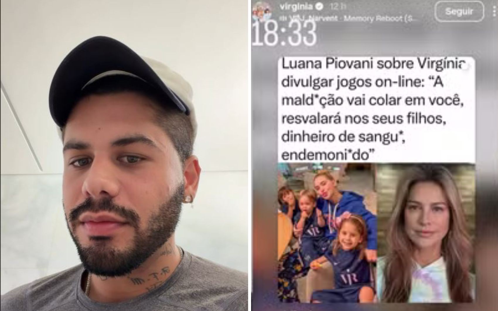 Zé Felipe diz que não faz mais propaganda de bets e fala de ‘hipocrisia’ após polêmica entre Virginia e Luana Piovani
