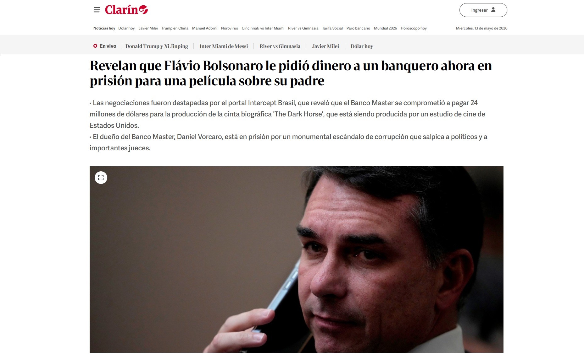 Flávio Bolsonaro e Vorcaro: veja como imprensa internacional repercutiu o caso