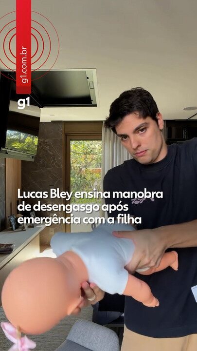 Lucas Bley ensina manobra de desengasgo após emergência com a filha