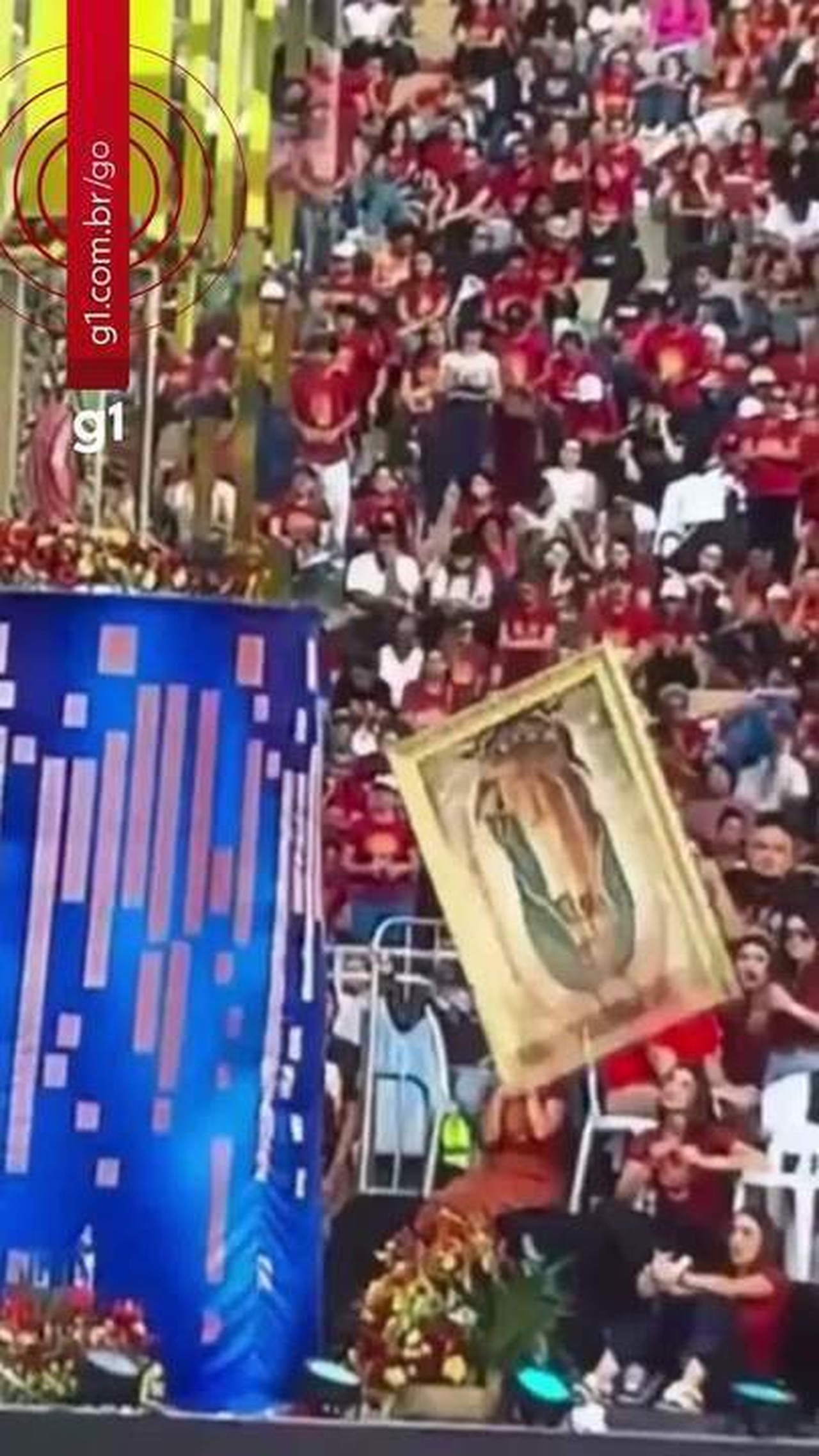 Quadro com imagem de Nossa Senhora de Guadalupe despenca de quase 5 metros e permanece intacto em Goiânia; vídeo
