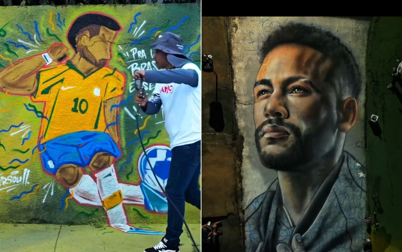 Copa do Mundo: artista impressiona com pintura em rua de Goiás; vídeo