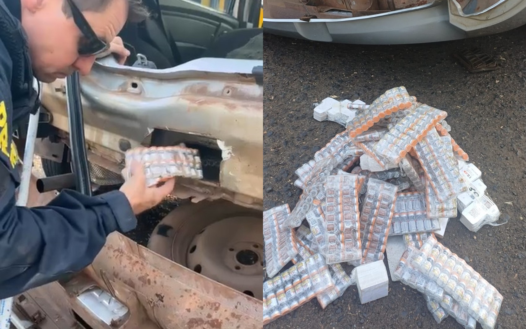 Canetas emagrecedoras: policiais encontram 2 mil ampolas dentro de para-choque de carro; vídeo