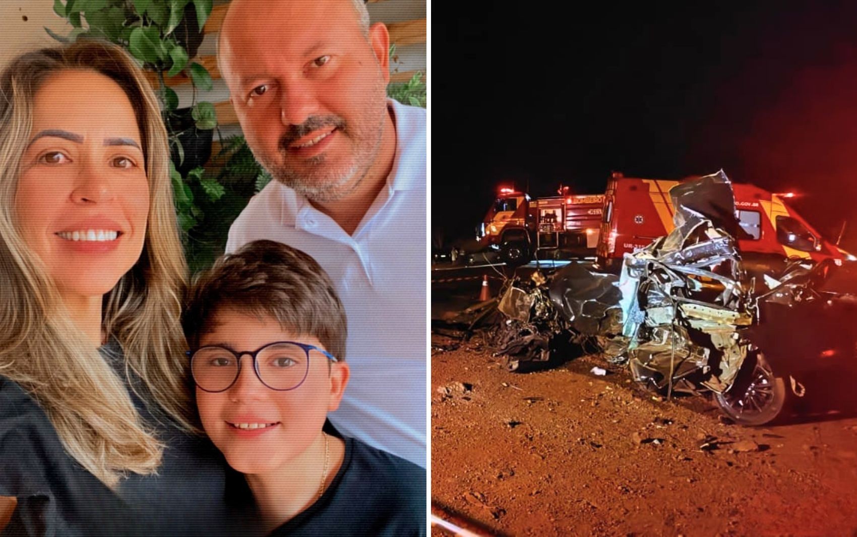 Acidente que matou vereador, mulher e filho deixou carro destruído; vídeo
