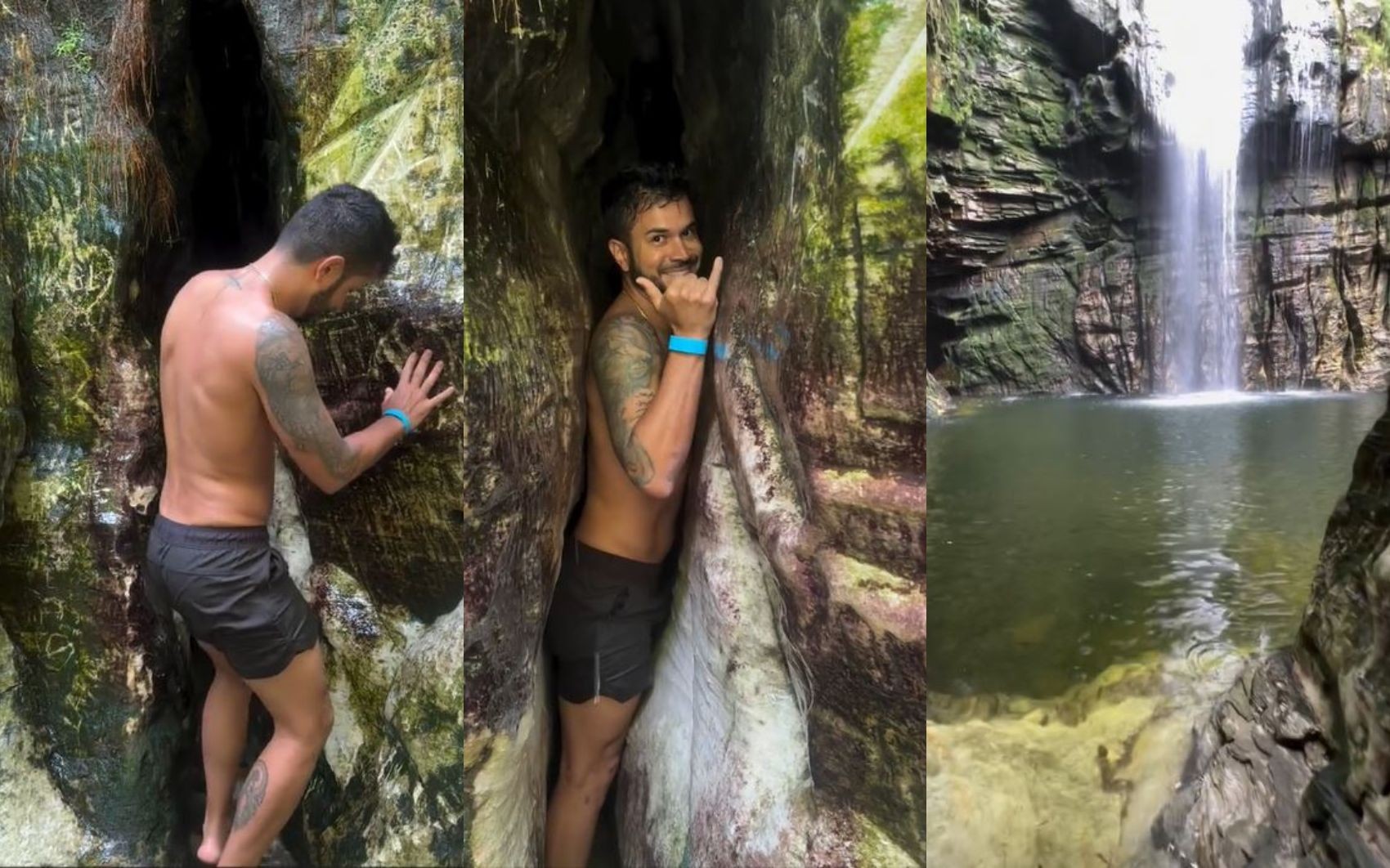 Cachoeira tem entrada ‘secreta’ por fenda estreita e impressiona a web; vídeo