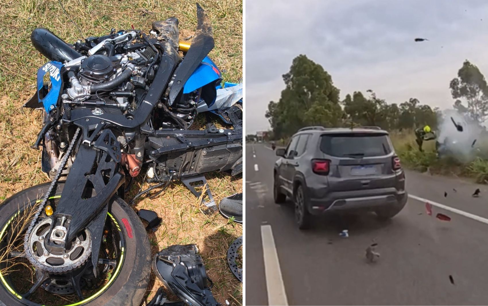 Piloto morre após bater na traseira de carro na GO-020; vídeo