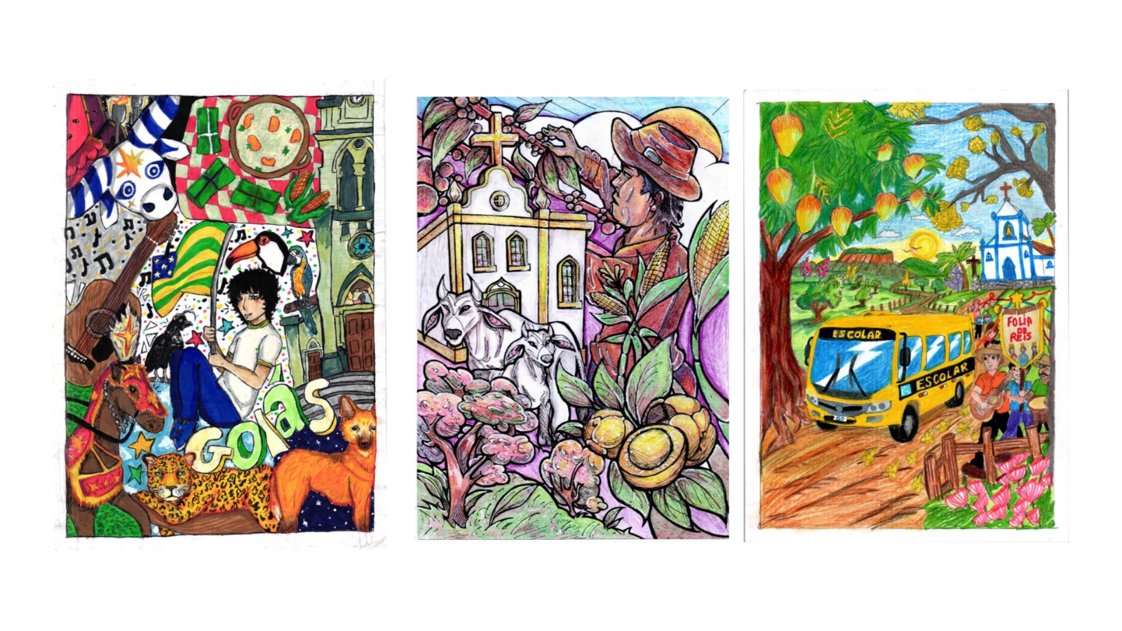 Desenhos de estudantes da rede estadual vão ilustrar capas dos cadernos pedagógicos de Goiás em 2027